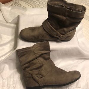 Gray suede booties
